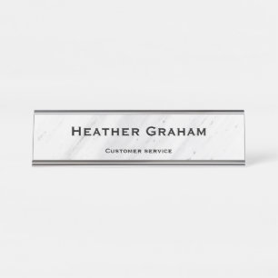 Elegant white marble custom name desk name plate