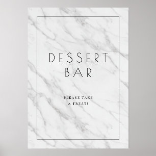 Elegant White Marble Dessert Bar Sign Holder