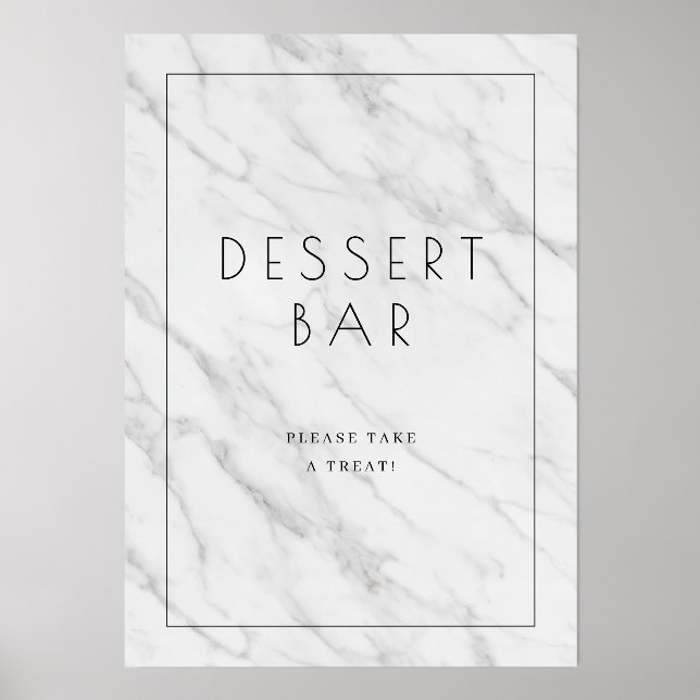 Elegant White Marble Dessert Bar Sign Holder (Front)