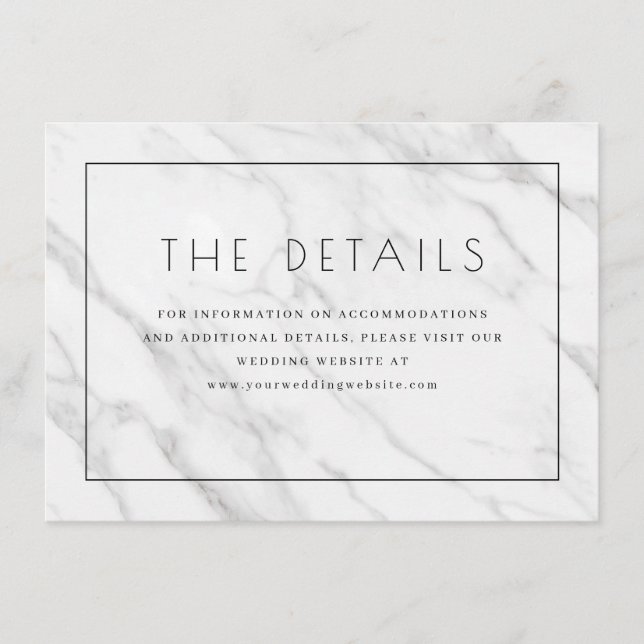 Elegant White Marble Details Enclosure Card (Front)