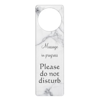 Elegant White Marble Do Not Disturb Door Hanger by TheSillyHippy at Zazzle