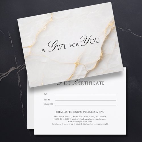 Elegant White Marble Gift Certificate