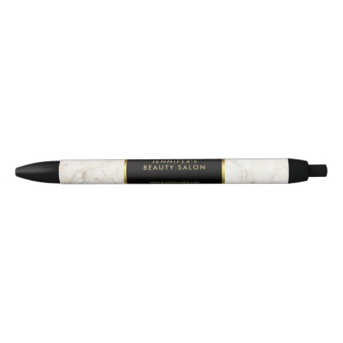 Elegant white marble gold black professional black ink pen