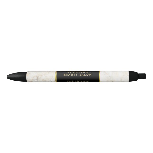Elegant white marble gold black professional pen (Front)