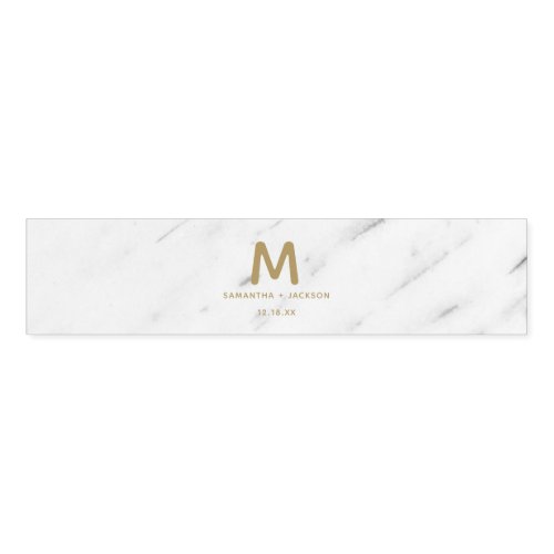 Elegant White Marble  Gold Foil Wedding Monogram Napkin Bands