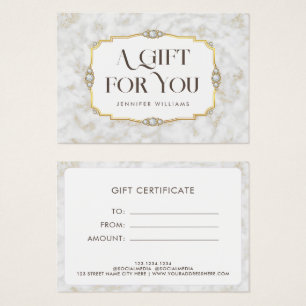 Elegant White Marble Gold Frame Certificate Gift