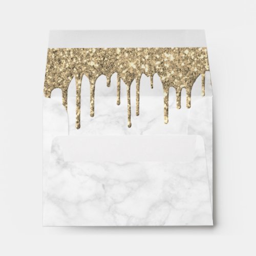 Elegant white marble gold glitter drips  envelope