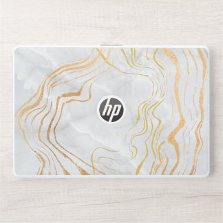 Elegant White Marble Gold Line Laptop Skin