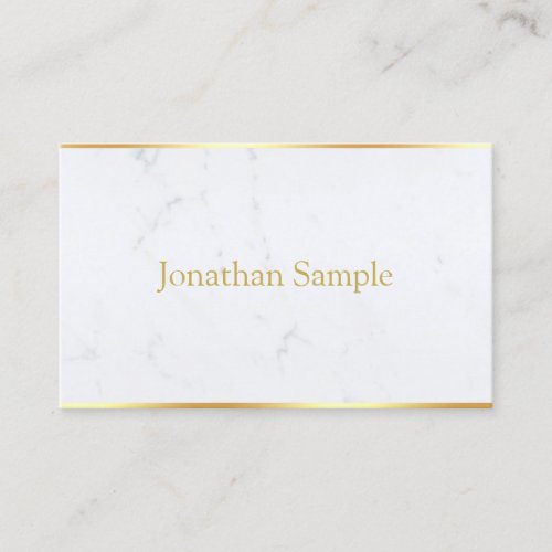 Elegant White Marble Gold Name Modern Template Business Card