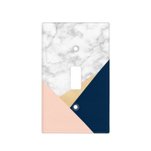 elegant white marble gold peach blue color block light switch cover