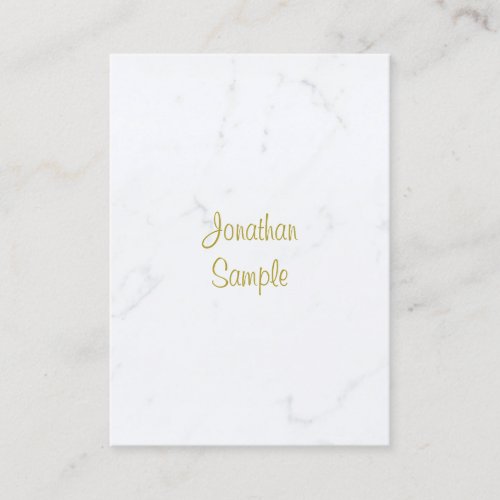 Elegant White Marble Gold Script Luxurious Plain Business Card
