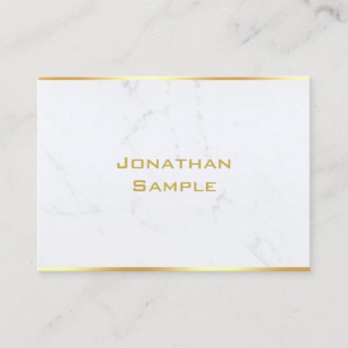 Elegant White Marble Gold Text Template Modern Business Card