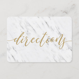 Elegant White Marble & Gold Wedding Directions Invitation