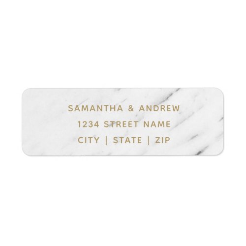 Elegant White Marble  Gold Wedding Return Address Label