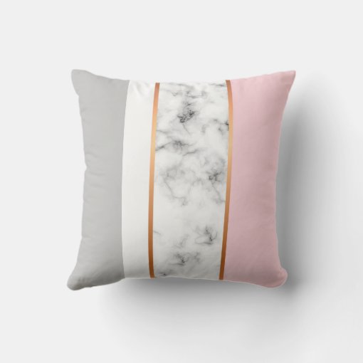 Elegant White Marble Grey Pink Throw Pillow | Zazzle