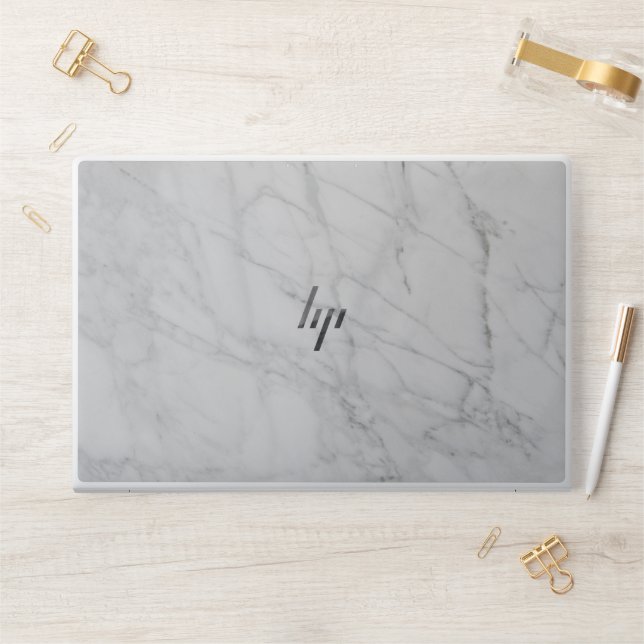Elegant White Marble HP Laptop Skin (Desk)