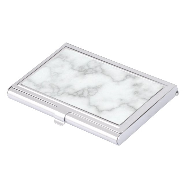 Elegant White Marble Look Business Card Case (Front)