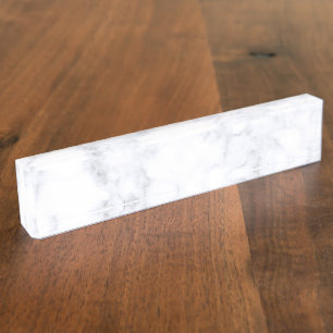 Elegant White Marble Modern Desk Name Plate