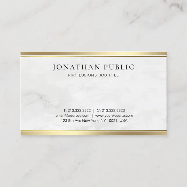 Elegant White Marble Modern Gold Simple Template Business Card | Zazzle