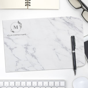 Elegant White Marble Monogram  Envelope Mailers
