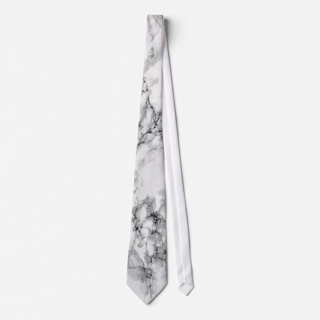 Elegant White Marble Neck Tie (Front)