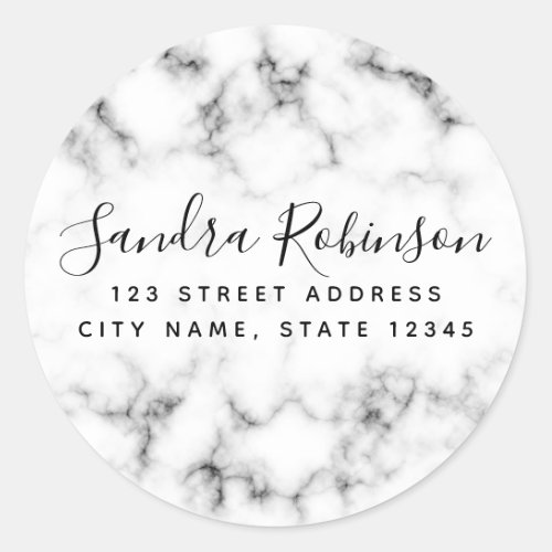 Elegant white marble return address labels