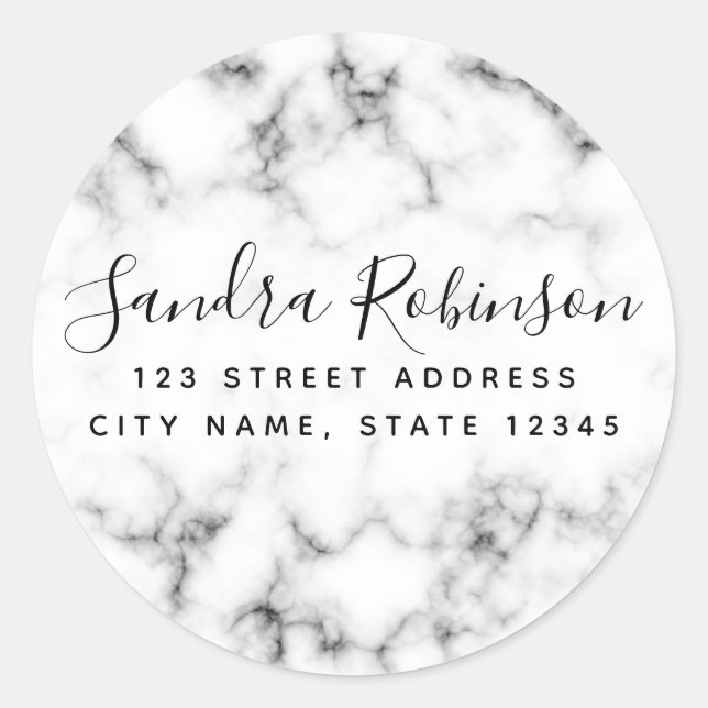 Elegant white marble return address labels (Front)