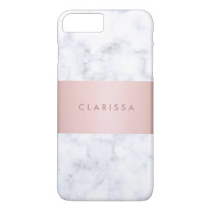 elegant white marble rose gold faux strip iPhone 8 plus/7 plus case