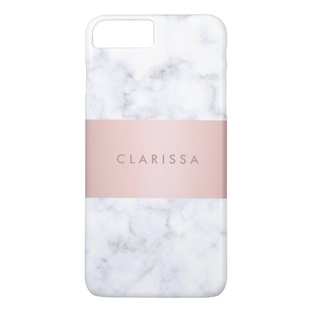 elegant white marble rose gold faux strip Case-Mate iPhone case (Back)