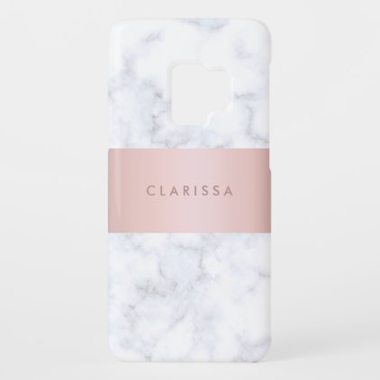 elegant white marble rose gold faux strip Case-Mate samsung galaxy s9 case