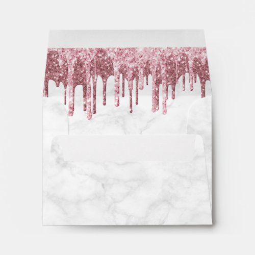 Elegant white marble rose gold glitter drips  envelope