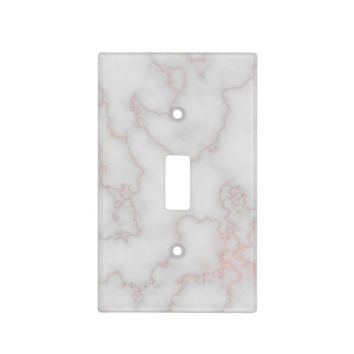 Elegant White Marble Rose Gold Pattern Light Switch Cover