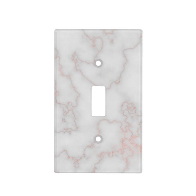Elegant White Marble Rose Gold Pattern Light Switch Cover (Front)