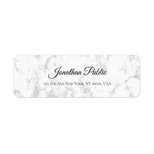 Elegant White Marble Script Luxurious Modern Top Label