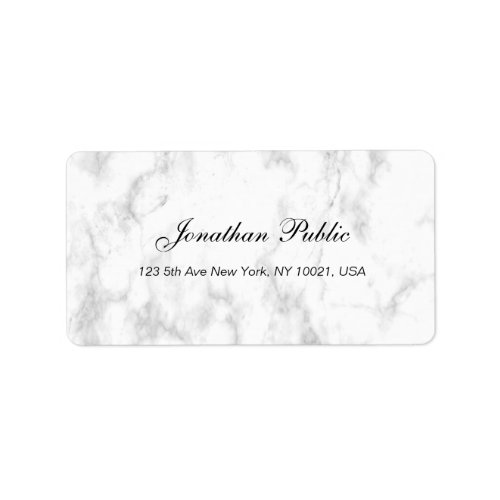 Elegant White Marble Script Luxury Professional Label