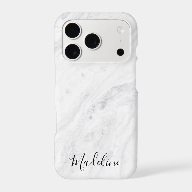 Elegant White Marble Script Name Case-Mate iPhone Case (Back)