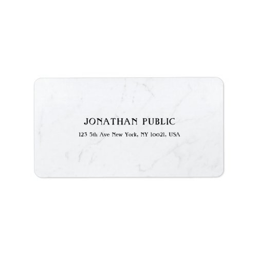 Elegant White Marble Simple Plain Modern Address Label