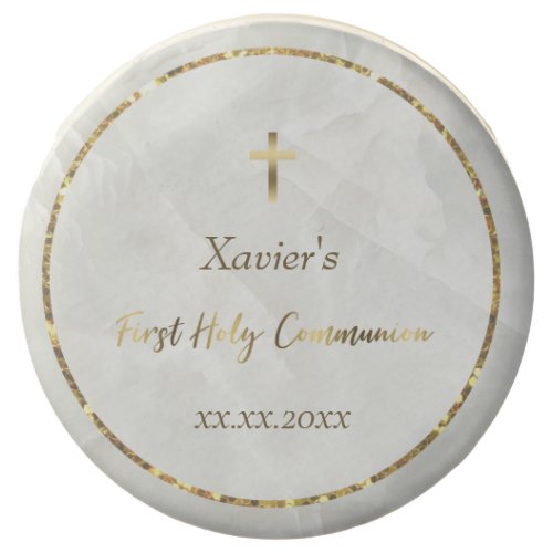 elegant white marble stone First Communion  Chocolate Covered Oreo