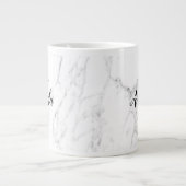 Elegant white marble stone monogram big large size giant coffee mug (Front)