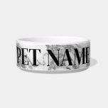 Elegant white marble stone pet bowl for dog or cat<br><div class="desc">Elegant white marble stone pet bowl for dog or cat. Personalized pet bowls for pets. Add your own name,  funny quote,  slogan or saying. Chic pet dish design for your animals. Drink water bowls with classy typography and background print. Cool gift idea for new pet owner or animal lover.</div>