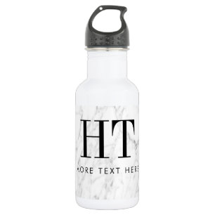 Elegant white marble stone steel water bottle gift
