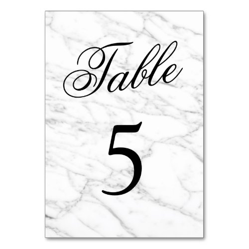 Elegant white marble stone wedding table numbers