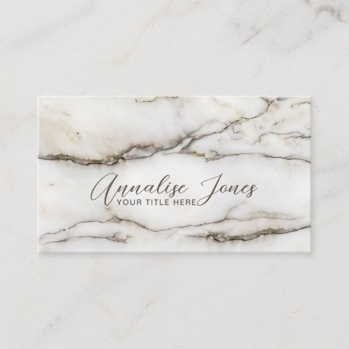 Elegant White Marble _ warm tones Business Card