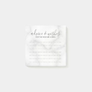 Elegant White Marble Wedding Advice and Wishes Post-it Notes
