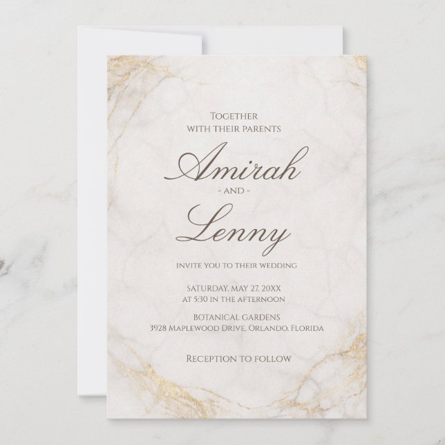 Elegant White Marble Wedding Invitation Background (Front)