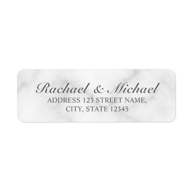 Elegant White Marble Wedding Label (Front)