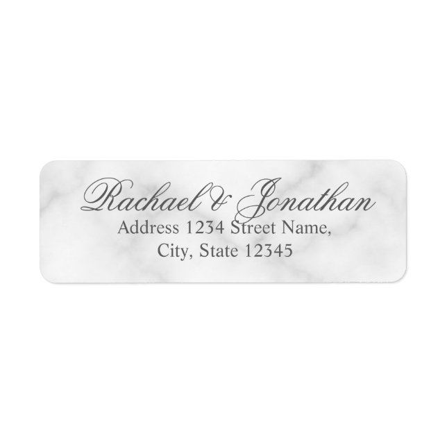 Elegant White Marble Wedding Label (Front)