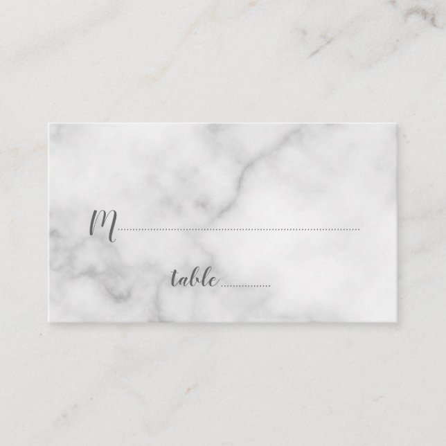 Elegant White Marble Wedding Place Card (Front)