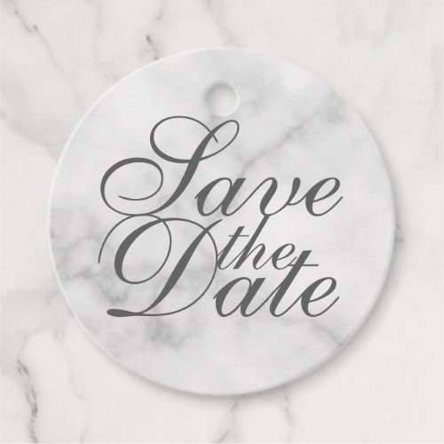 Elegant White Marble Wedding Save the Date Favor Tags