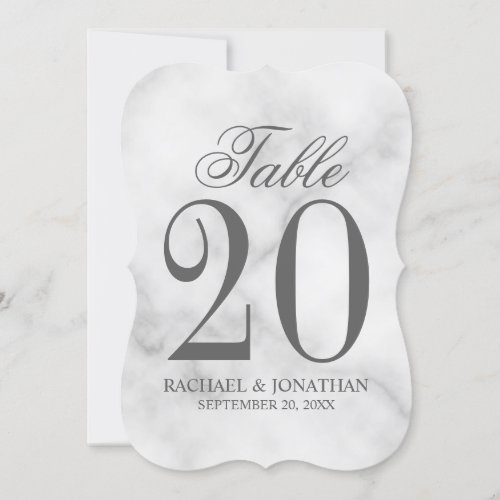 Elegant White Marble Wedding Table Number